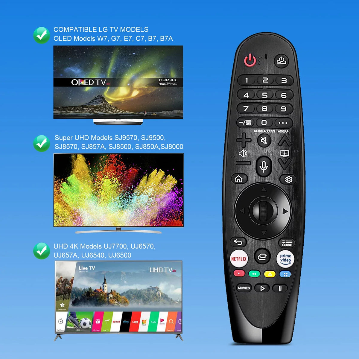 Magic New 4K UHD Function Remote Video NanoCell 8K OLED LG Google/Alexa, AN-MR20GA Voice Pointer Replacement Netflix QNED and Hot Prime Models for with Control Keys,