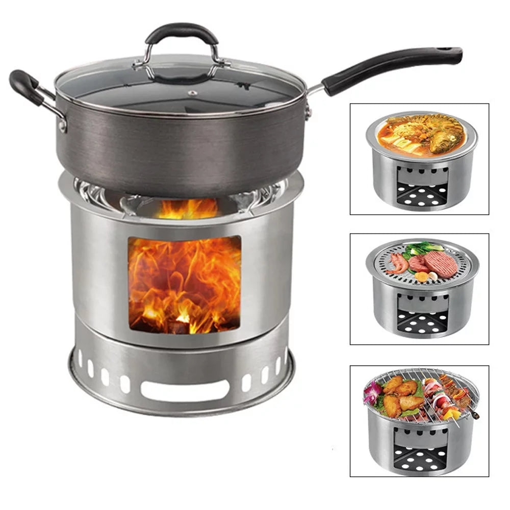 4 Backpacking Wood for Versatile Activities Camping Stove In and Picnic Cooking Stove Camping Portable Reliable 1 Equipment for Multi-functional - Nebublu