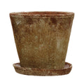 Pot) Distressed of Planter (Holds Co-Op with Terra-cotta 2 Set Cement Creative 8" Finish, Saucer,
