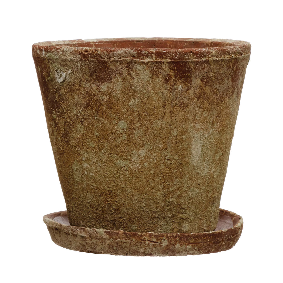 Pot) Distressed of Planter (Holds Co-Op with Terra-cotta 2 Set Cement Creative 8" Finish, Saucer,