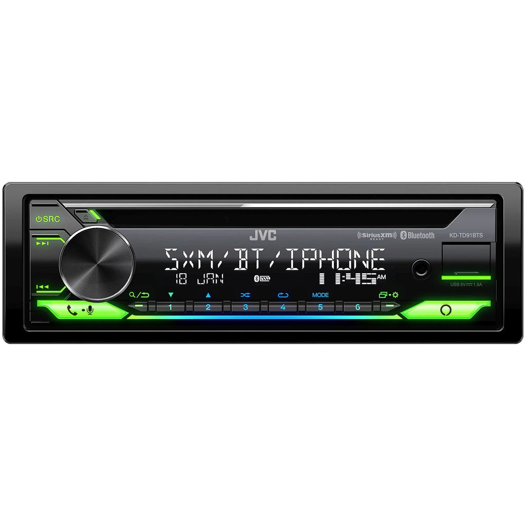 Bluetooth, CD JVC Receiver Amazon Front Alexa, JVC Of SirusXM Ready USB, Pairs + Speakers AUX, KD-TD91BTS w/ - Two 6x9"
