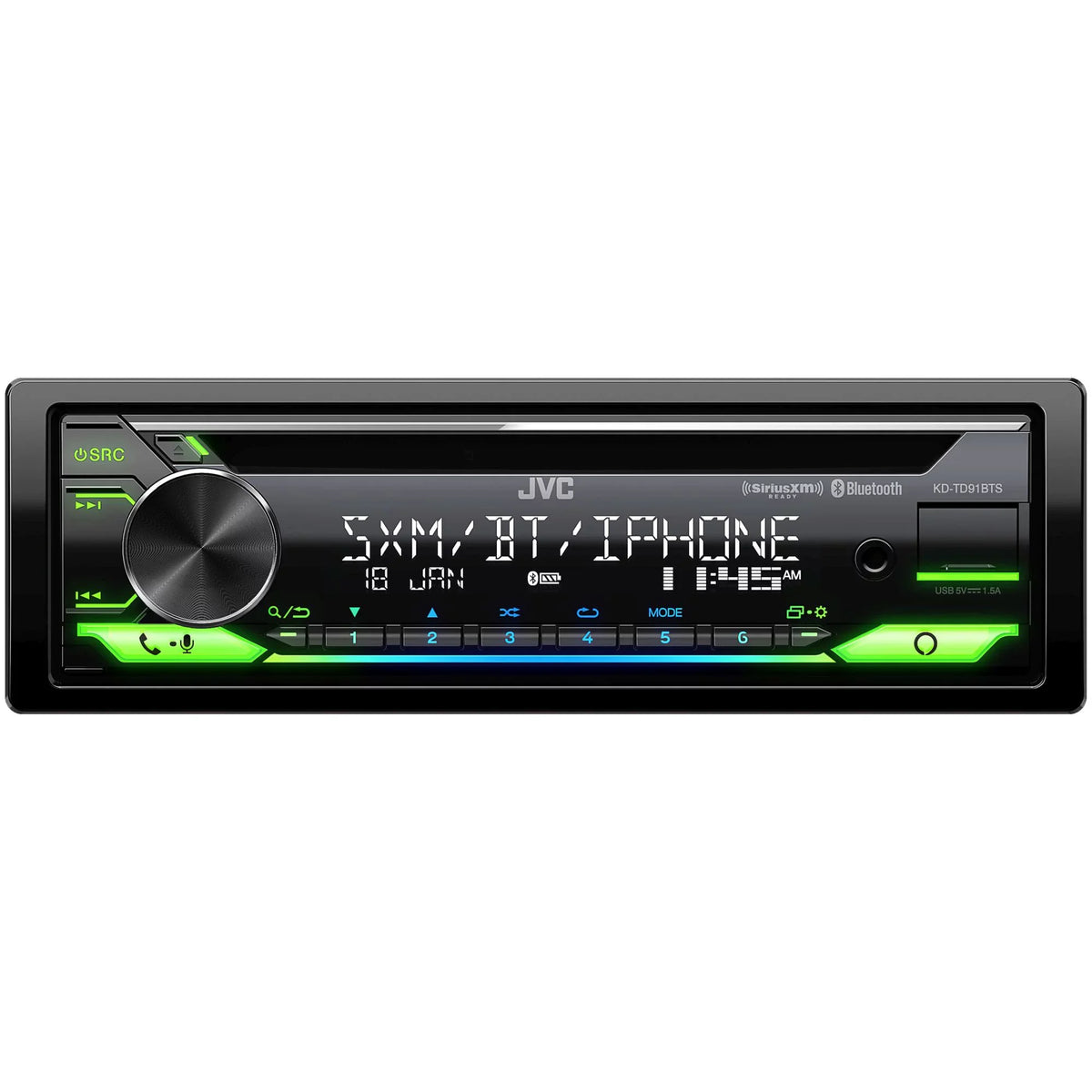 Bluetooth, CD JVC Receiver Amazon Front Alexa, JVC Of SirusXM Ready USB, Pairs + Speakers AUX, KD-TD91BTS w/ - Two 6x9"