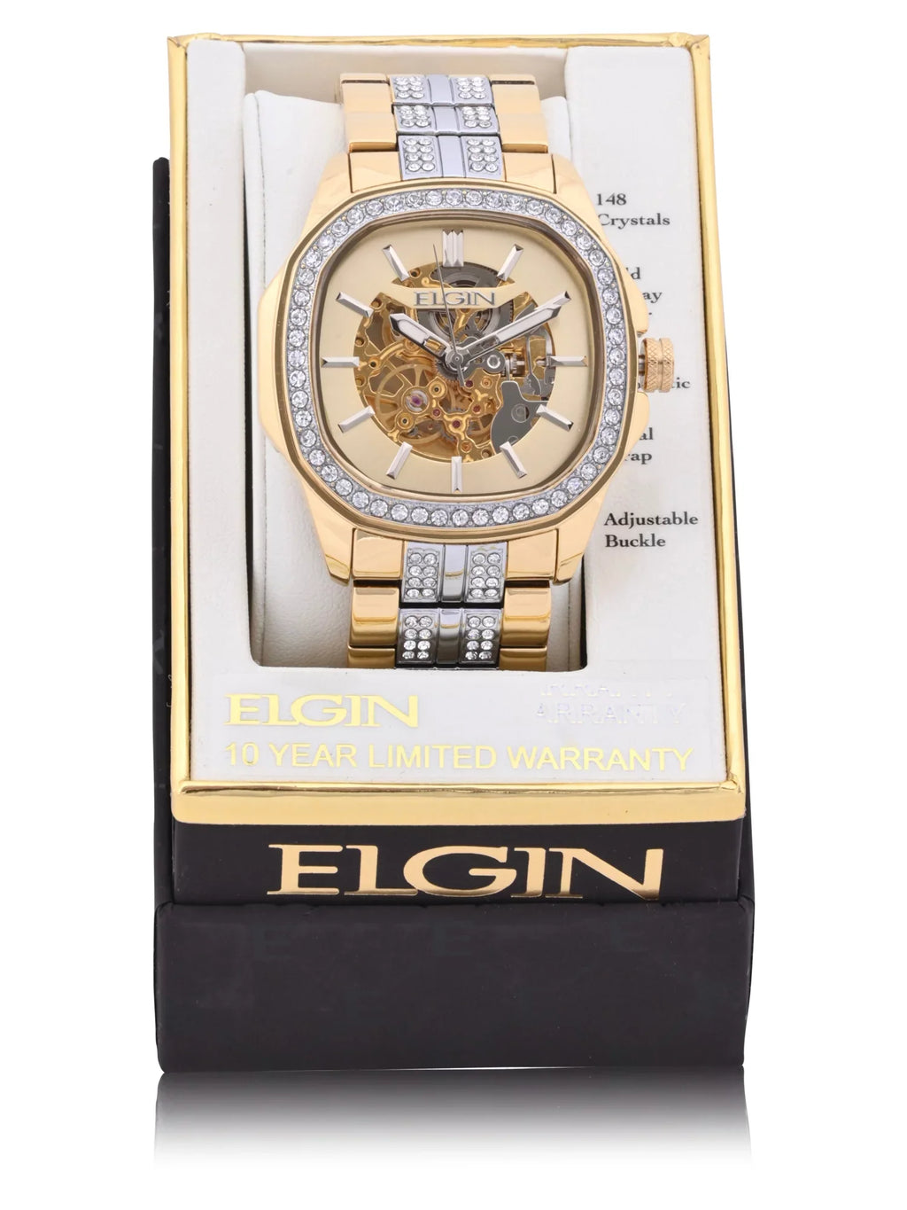 Adult Case Allow Czech Bezel and Elgin Brass Male Watch Stones (FG180018) with in with Gold
