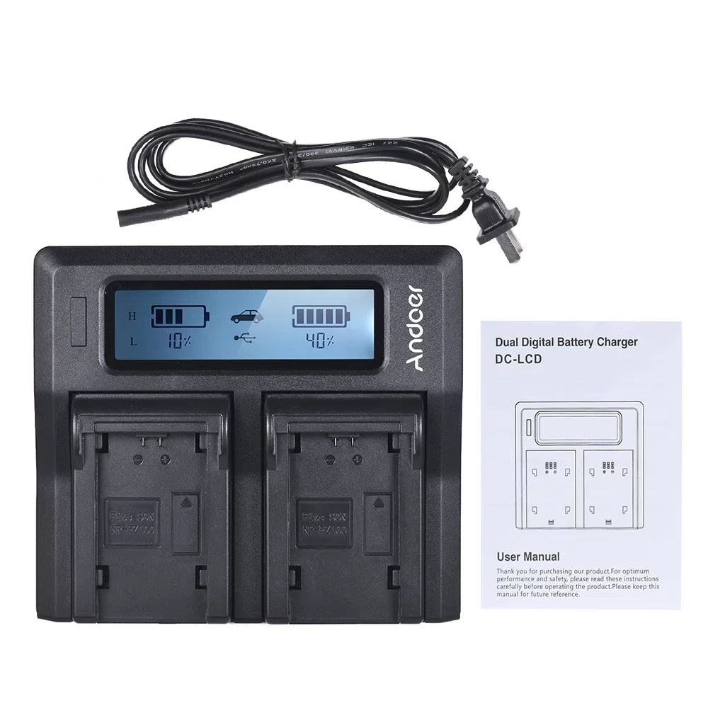 Sony Models Andoer A7RIII Battery Channel Camera A9 A7SIII A7III Dual for Replacement LCD NP-FZ100