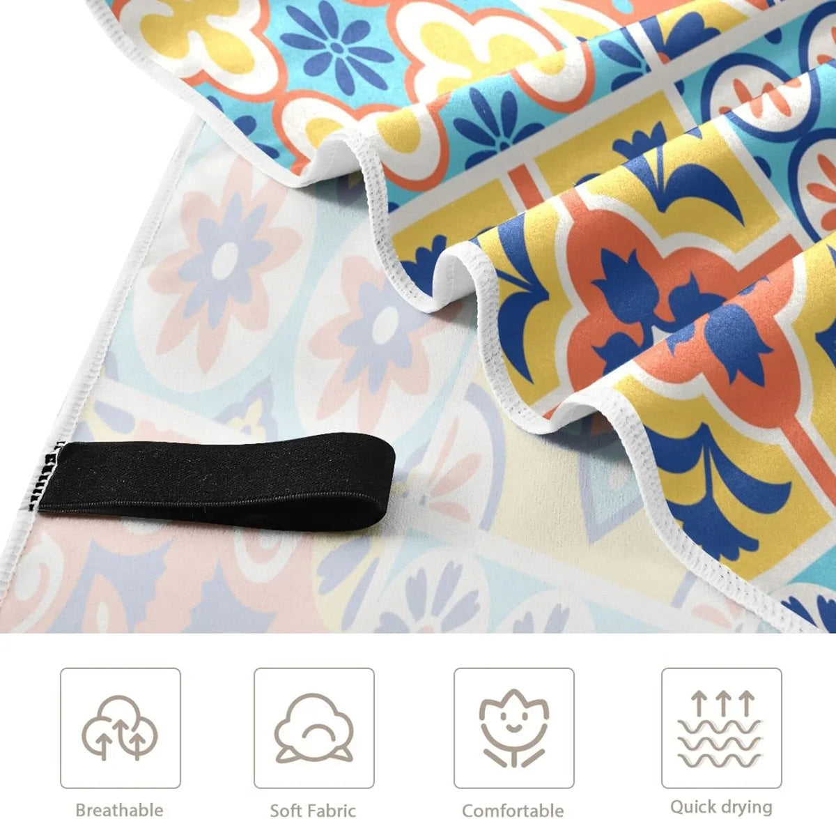 Swim Quick Oversized Beach Talavera Towel, Towel 31”X71” Tiles Pool Towel Lightweight Sand Free Thin Dry Bestwell Yoga Microfiber Shower Style Mexican Bath Blanket, Multipurpose Towel