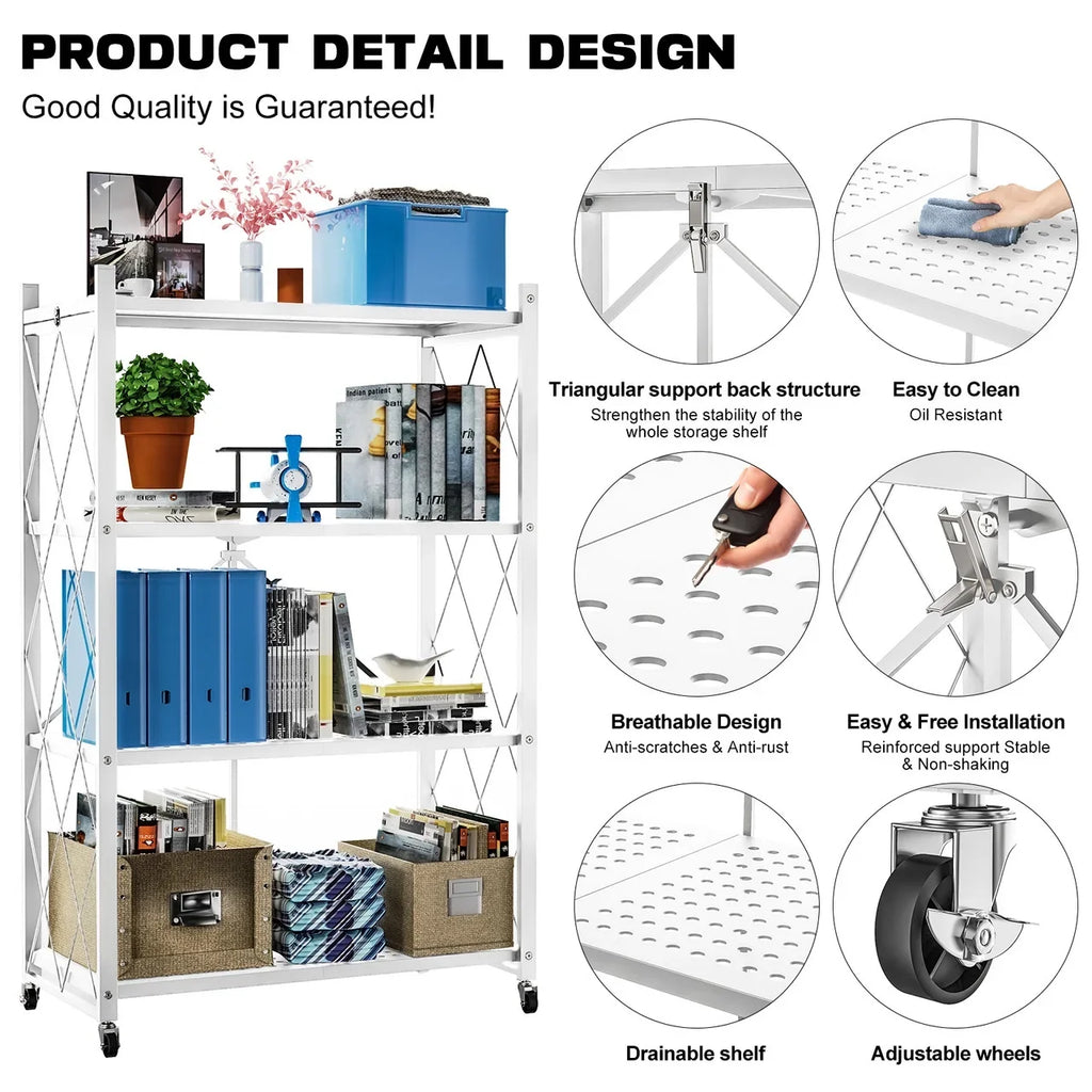 Shelving Heavy Modern Tier Style 3/4 QRInnovations Rack Storage Duty Metal White