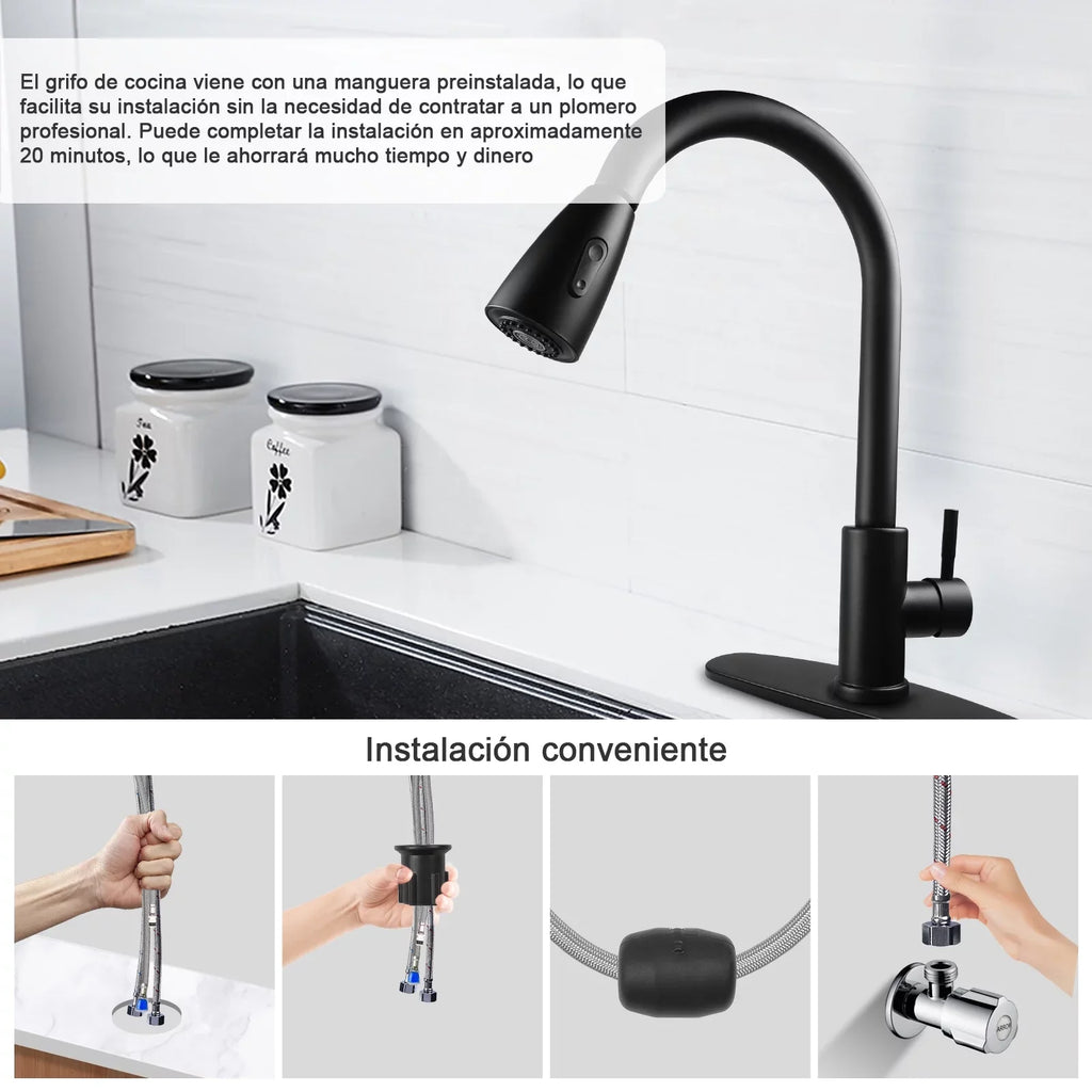 Deck Kitchen Kitchen RV, Commercial Modern Plate, Kitchen, Bar, with Silver High Kitchen with Arc Pull Single Sprayer, Faucets Stainless Down Steel Faucet Faucet for Handle Sink