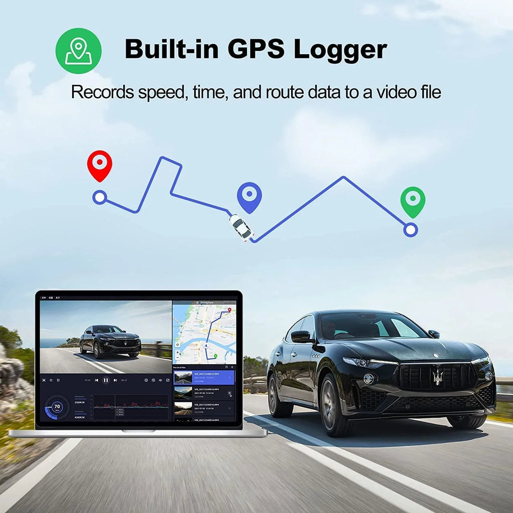 with Max Dash LCD, 4K Cam, for Yeecore 256GB WiFi Dash 3.16" Front Night G-Sensor, Parking UHD Magnetic Cars Cam Monitor, Mount, Car GPS, Dash Support Camera with Portable WDR, Vision, Camera 2160P,
