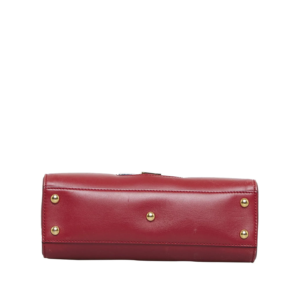 Leather (Good) Red Pre-Owned Sylvie Gucci Unisex Satchel Calf Authenticated