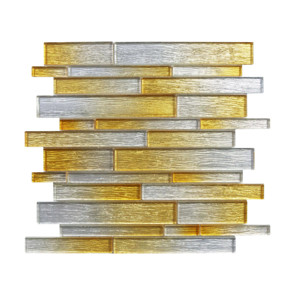 Silver/Gold Case) 12 ft. sq. (5 / Glass Tiles Interlocking - in. 12 Mosaic Wall in. Foil x WS Tile
