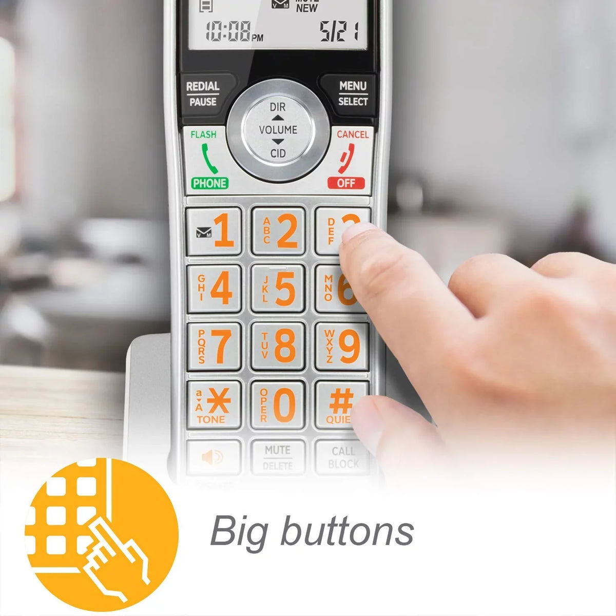 Call 1 with Black/Silver 6.0 DECT Blocker, Expandable Handset with CL84107 Phone AT&T Smart Corded/Cordless