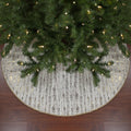 and Pattern Faux Fur Tree Christmas Cream Wood Skirt Grain and Gold 48" Northlight