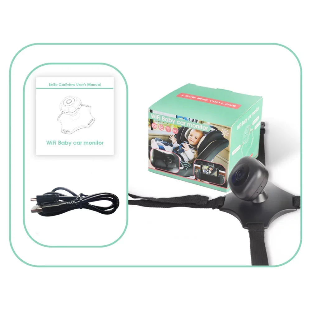 Facing Powered WiFi Camera Car Mirror Baby for Baby Monitor Monitor Camera Rear Night Car Rotation USB 360° Baby Seat Wireless Vision