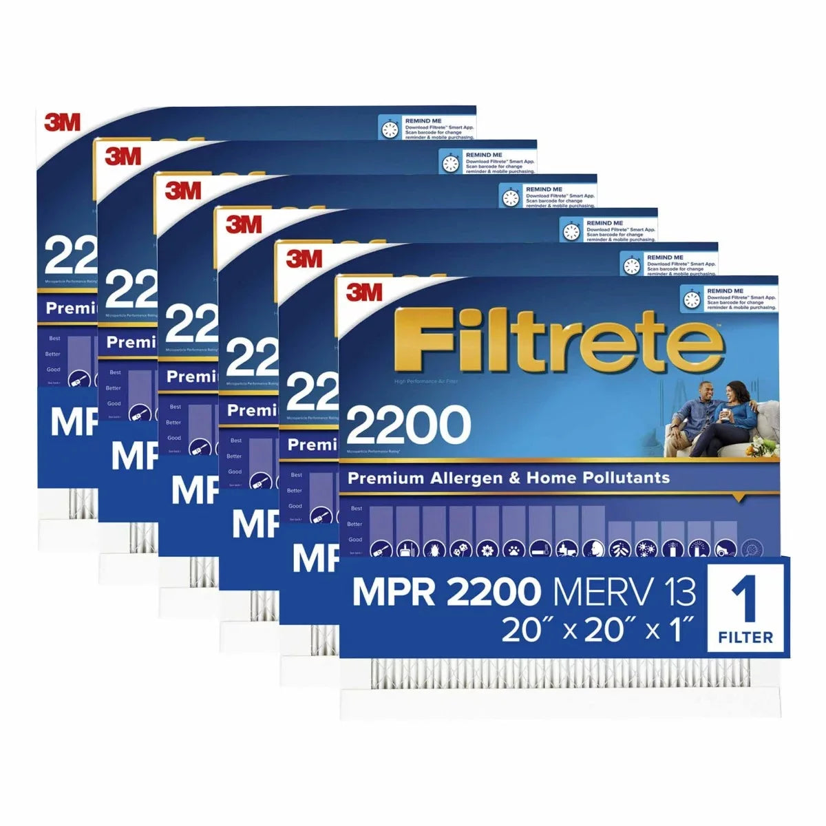 20x20x1 Filter Filtrete MPR 2200 Allergen 6 Elite - Pack