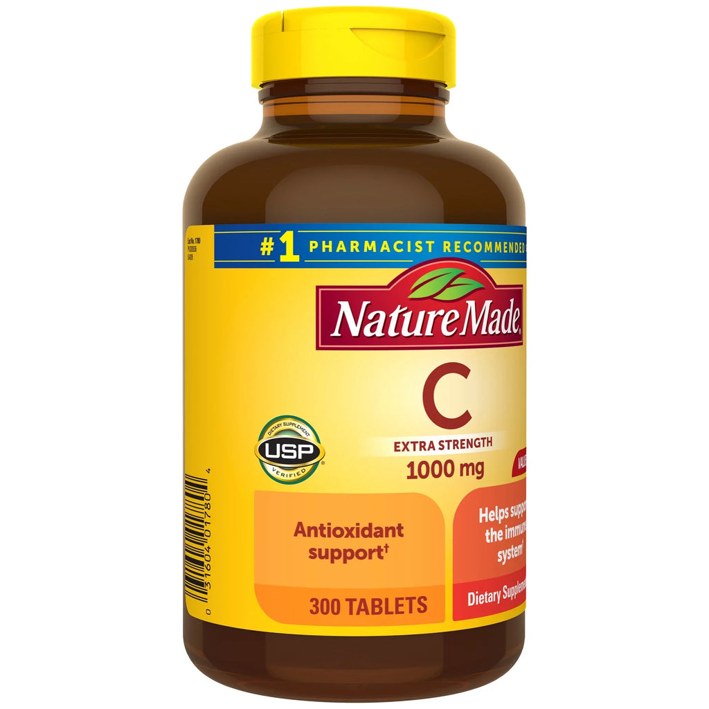 Count Nature 1000 300 Made Strength C Vitamin mg Dietary Extra Supplement, Tablets,