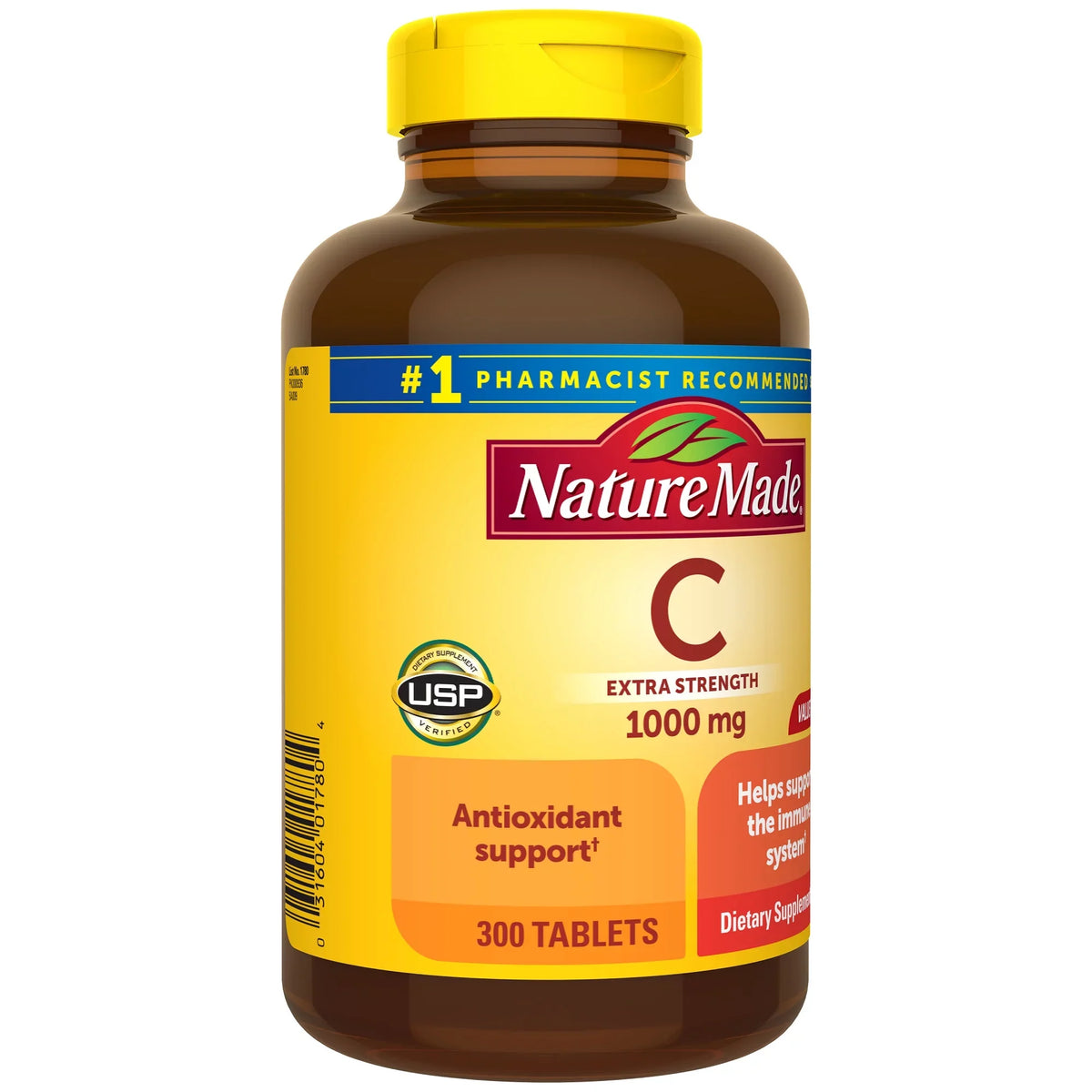 Count Nature 1000 300 Made Strength C Vitamin mg Dietary Extra Supplement, Tablets,
