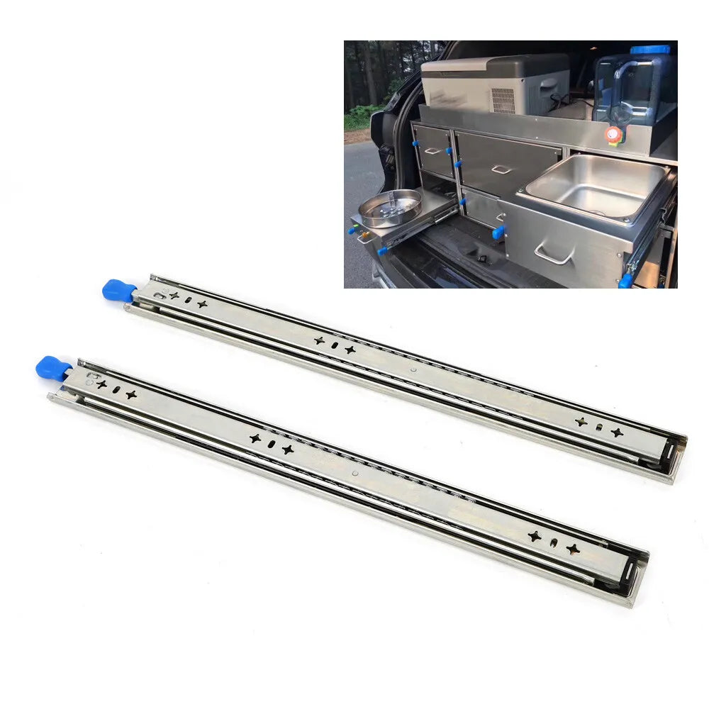 Duty Extension Lock 24"Inch Runner Draw Trailer Drawer Full Fridge Slides Heavy