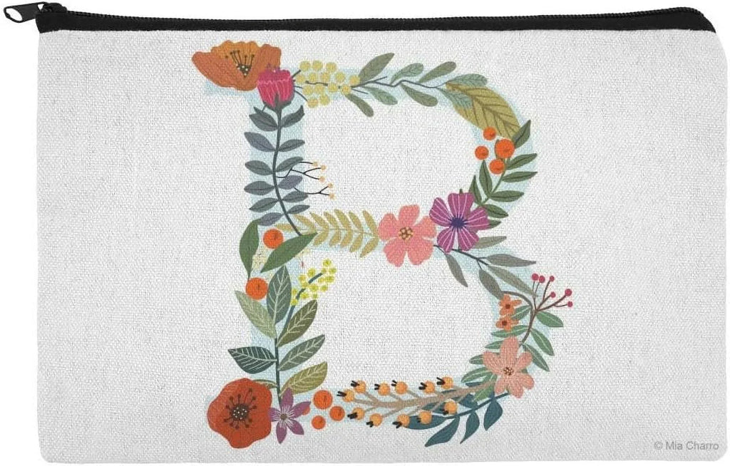 Letter Floral Initial Pouch Organizer Cosmetic B Makeup Bag