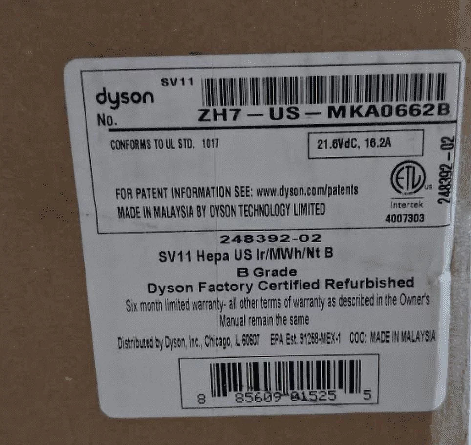 White-REFURBISHED Vacuum, V7 HEPA Cordless Allergy Dyson