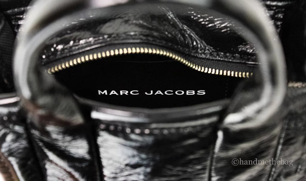 Tote Shiny Marc Bag The Micro Leather Crossbody Handbag Black Jacobs Crinkle