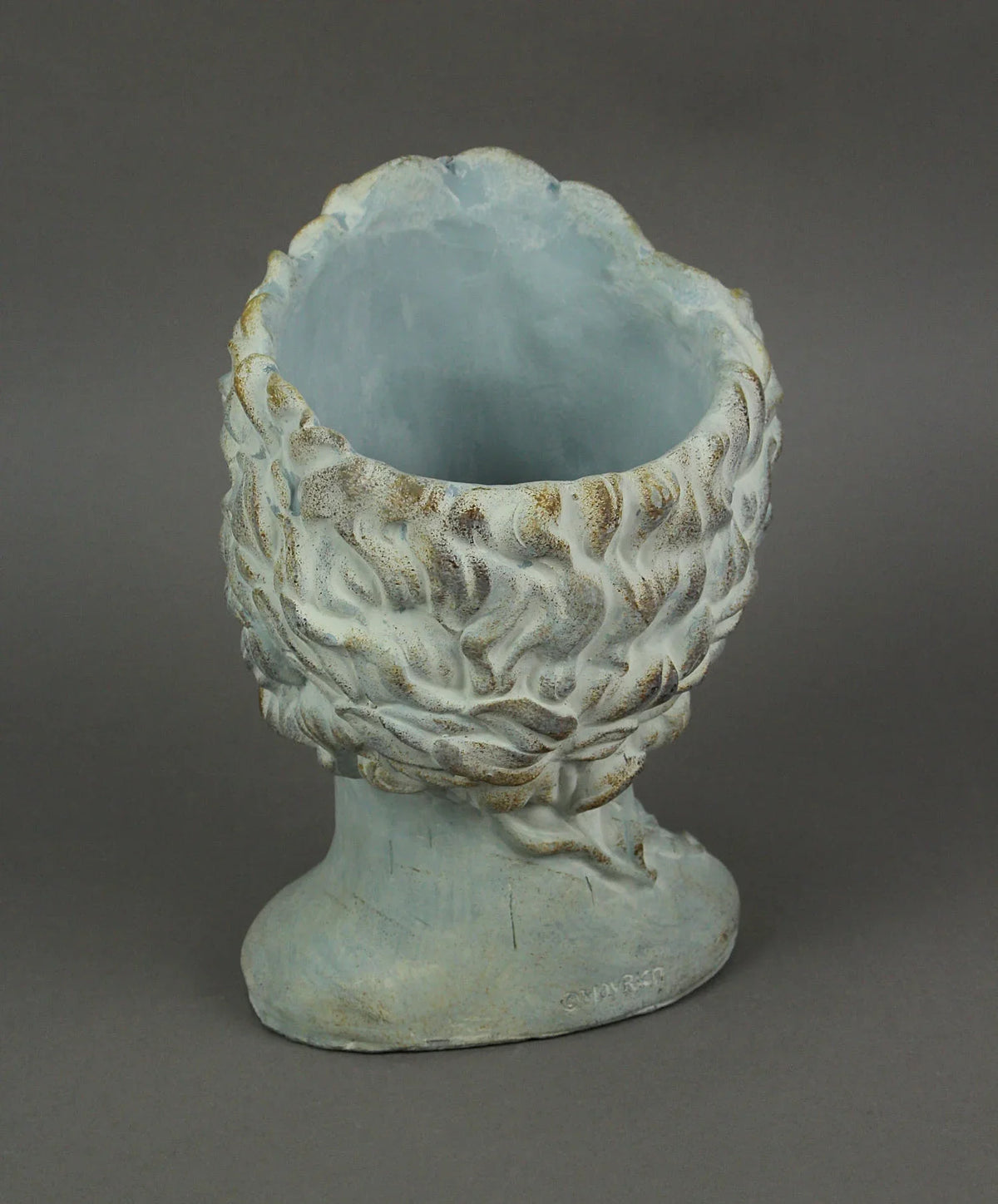 x, Warrior in x in Cement Planter 7.25 9.25 Bust Mayrich Gray 6.75 Greek in