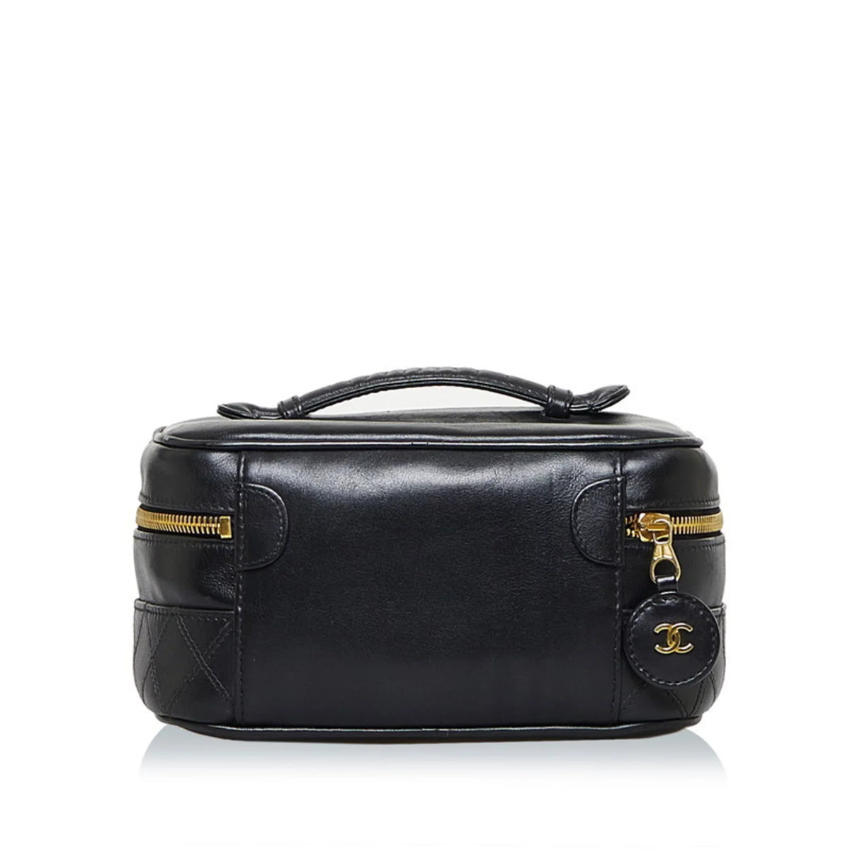 Bag Pre-Owned Ladies CHANEL (Fair) Lambskin Bicolore Cocomark Vanity Black Handbag Chanel
