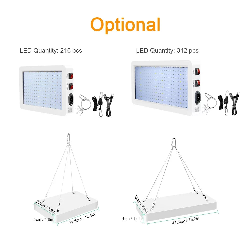 Grow Switch Hanging Greenhouse Waterproof Bloom for Htovila Indoor Flowers LEDs Dual Light 312 IP65 LED Full for Spectrum Plant Veg Lamps and 2000W Seedlings Growing Plants