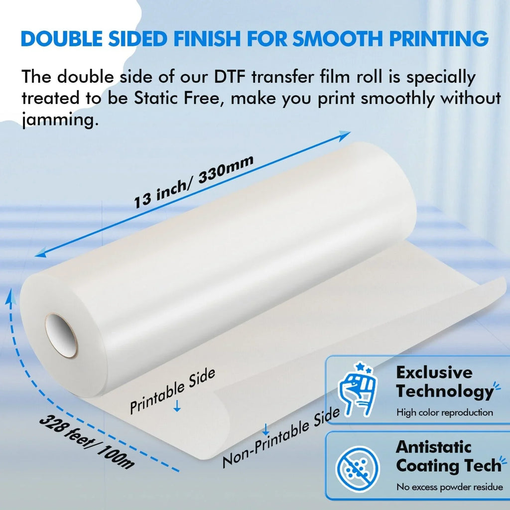 Film DTF in FT for DTF Roll Roll Paper Transfer 13 328 DTF Transfer, 13"x328' Sublimation A-SUB Film Heat X DTF