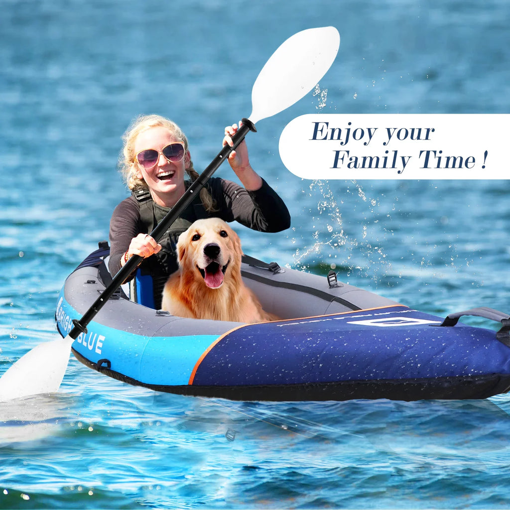 Inflatable White Paddles,Hand Persons Kayak with Water sit-on 1-2 BLUE BRIGHT Touring Paddling Pump,Backpack,Fins