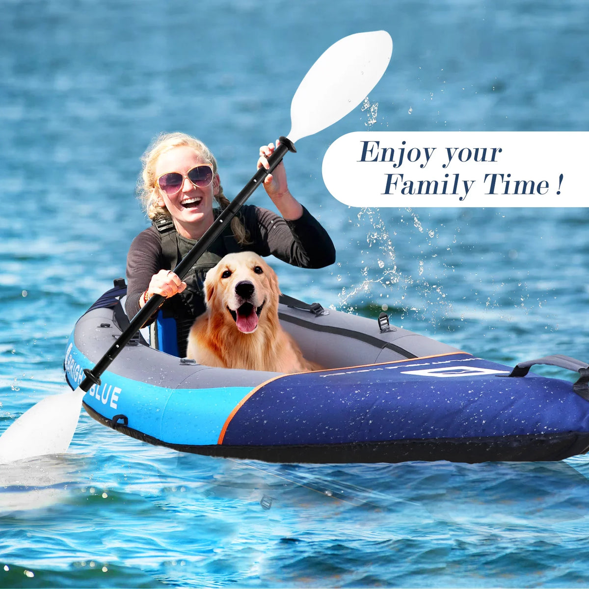 Inflatable White Paddles,Hand Persons Kayak with Water sit-on 1-2 BLUE BRIGHT Touring Paddling Pump,Backpack,Fins