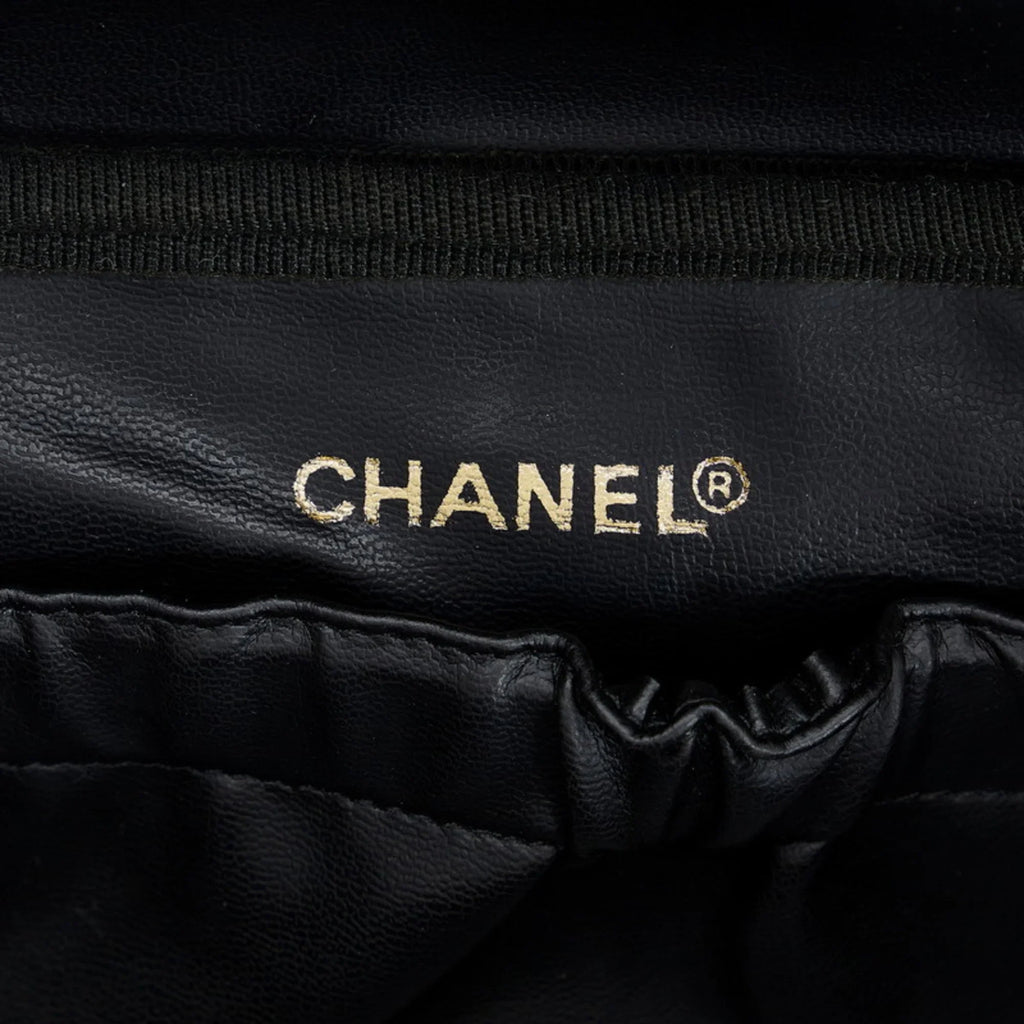 Bag Pre-Owned Ladies CHANEL (Fair) Lambskin Bicolore Cocomark Vanity Black Handbag Chanel