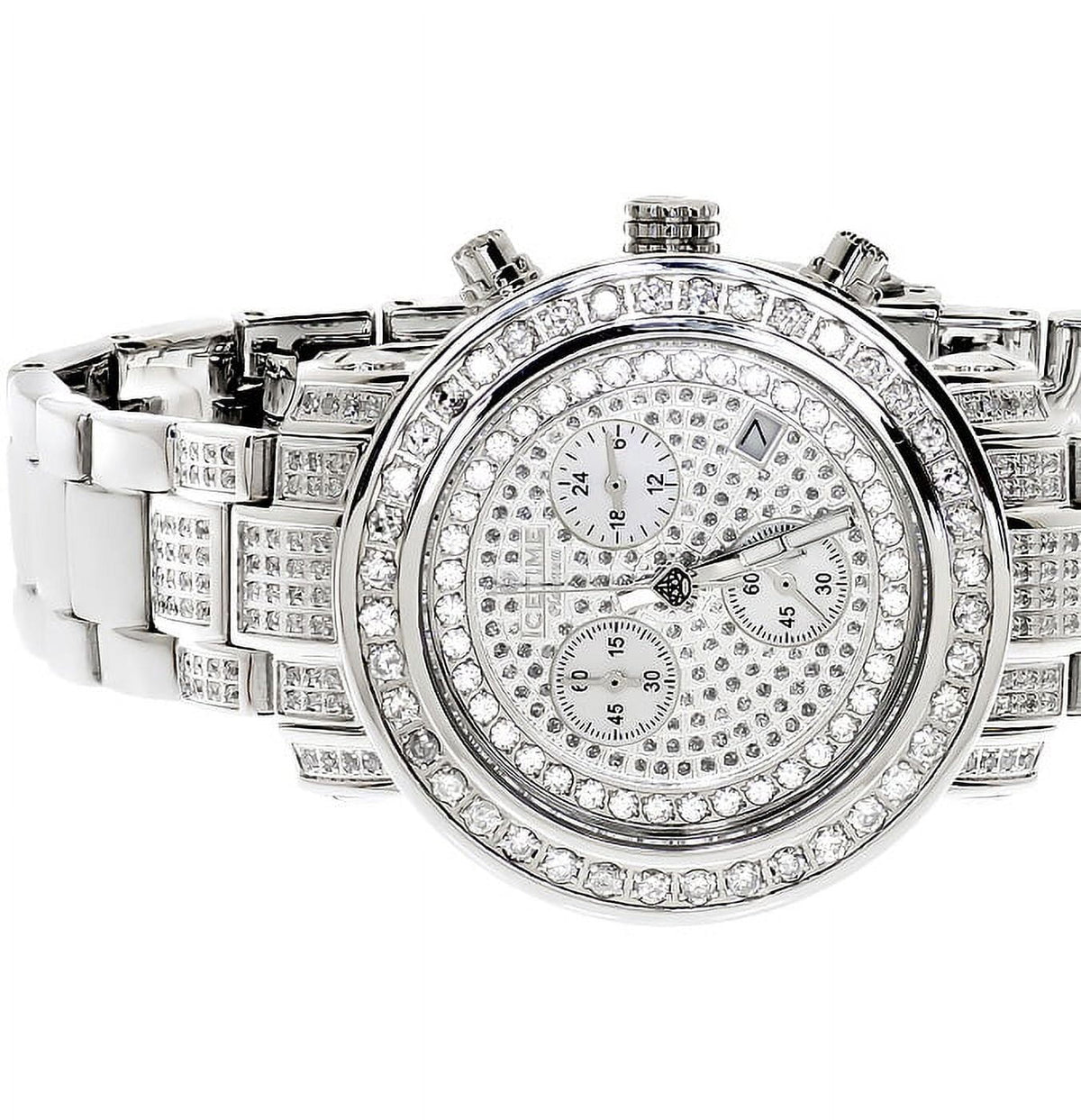01(3 Ladies Diamond White Icetime Watch PT Platinum ct)