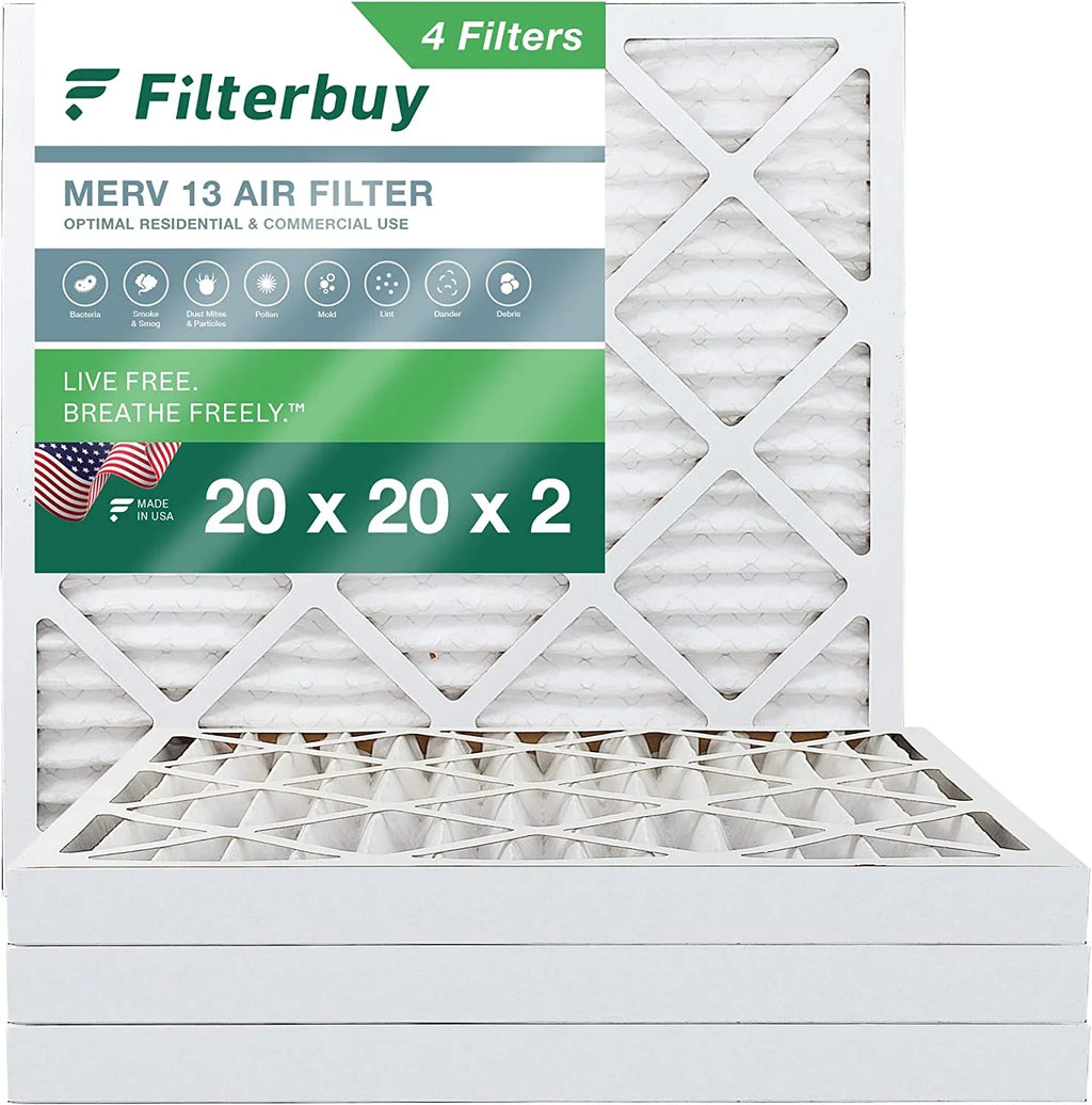 Filters HVAC (4-Pack) 13 20x20x2 Filterbuy Pleated Furnace Air MERV AC
