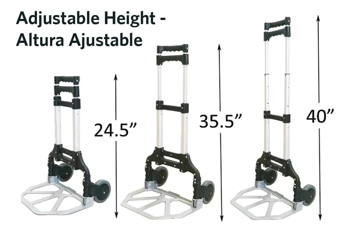 Adjustable Cart, Luggage EUROSTAR Folding Silver/Black LC1800 Height