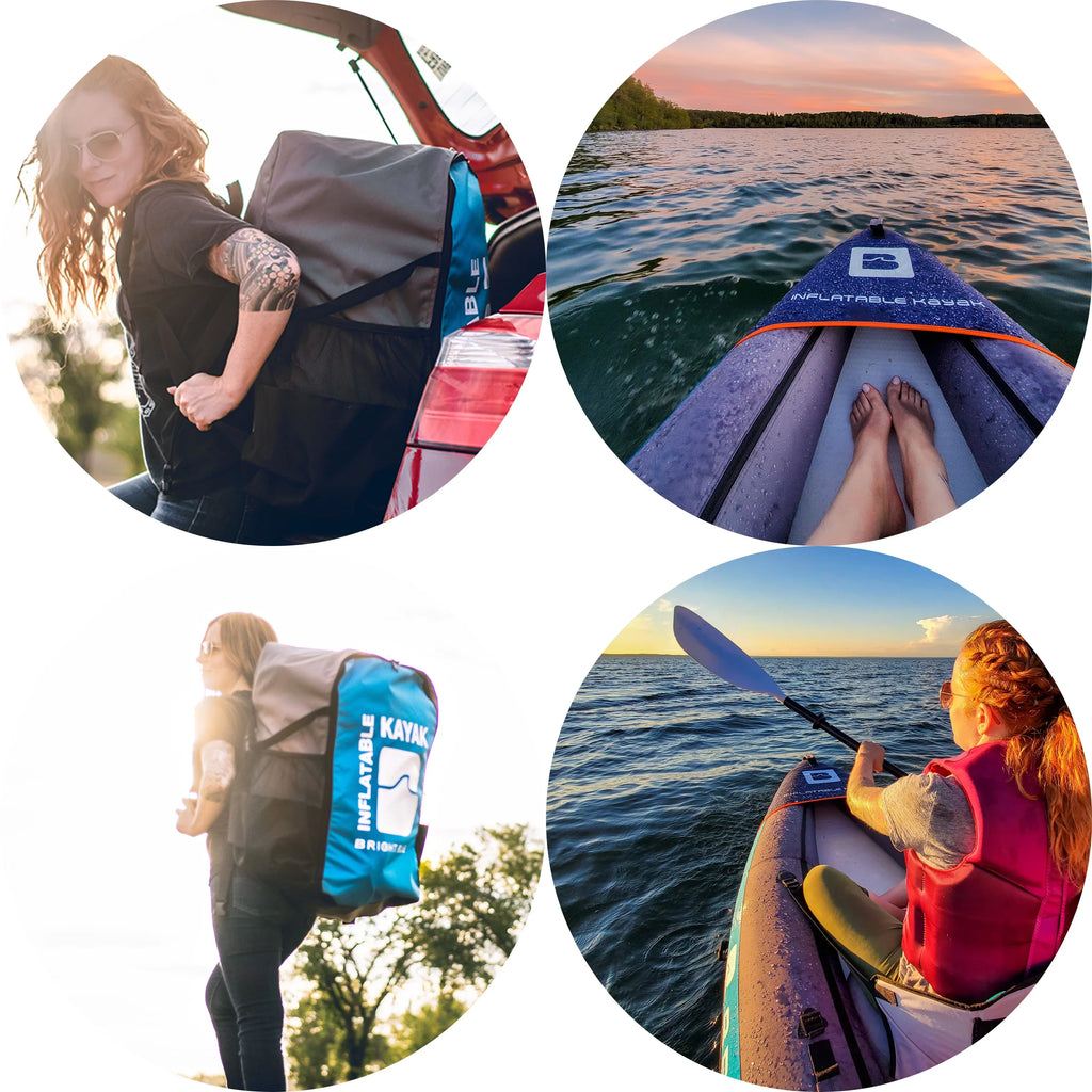 Inflatable White Paddles,Hand Persons Kayak with Water sit-on 1-2 BLUE BRIGHT Touring Paddling Pump,Backpack,Fins