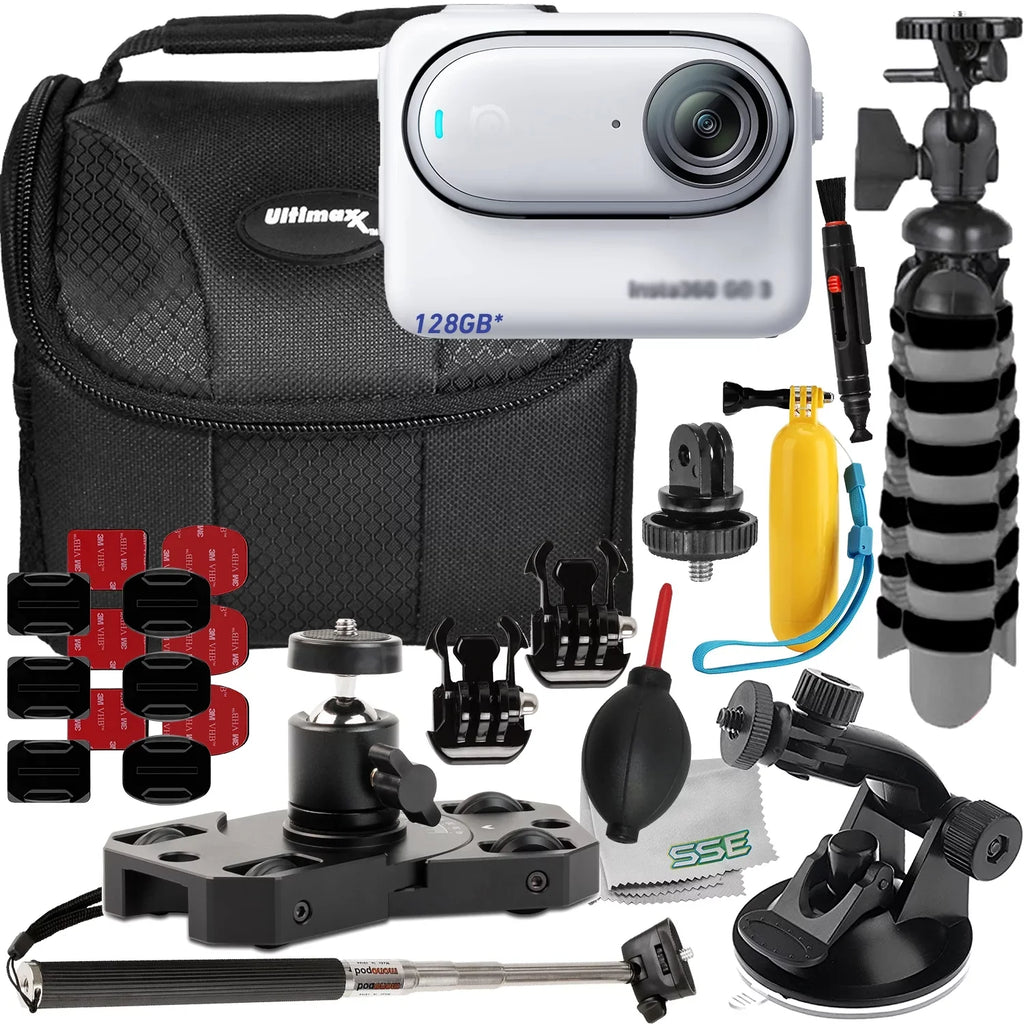 Advanced Ultimaxx Includes: Bundle) Mini 3 Action GO Bundle Camera Action (25pc Cam More Insta360 Metal Mounts, Adapter Dolly & - for 1/4” Screw (128GB)