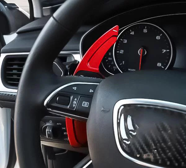 With Wheel Q3 Cover A8 Tech S5 A7 A6 SQ5 RS6 Shifter Q7 A5 S7 Audi (Red) S8 Q5 A3 Compatible Steering Trim, Aluminum RS3 Paddle CNC S6 A4 Xotic S4 Alloy, S3