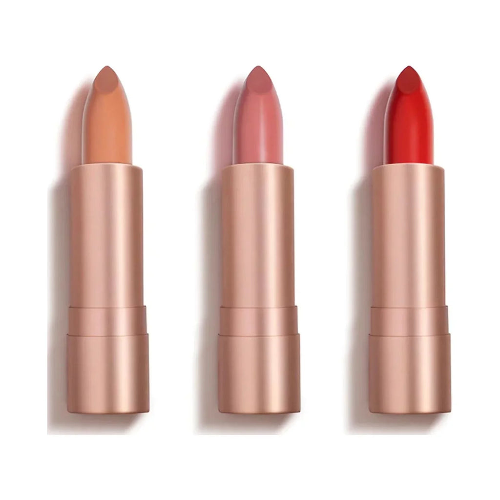 Lipstick Anna Rich Pigment Shade E Vegan with formula, hydrating - Red Bundle 3 and Cosmetics Items) infused Nourishing Pink Nude, Vitamin Squalane. & (3 matte Marti