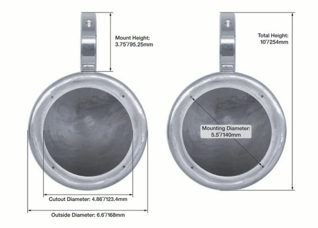 Mount Surface Rockville 5.25" Speaker 2) Black Swivel 360° Aluminum MAC525B Pods