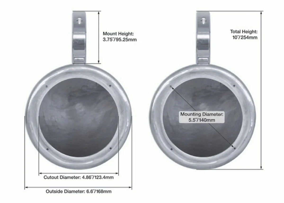 Mount Surface Rockville 5.25" Speaker 2) Black Swivel 360° Aluminum MAC525B Pods