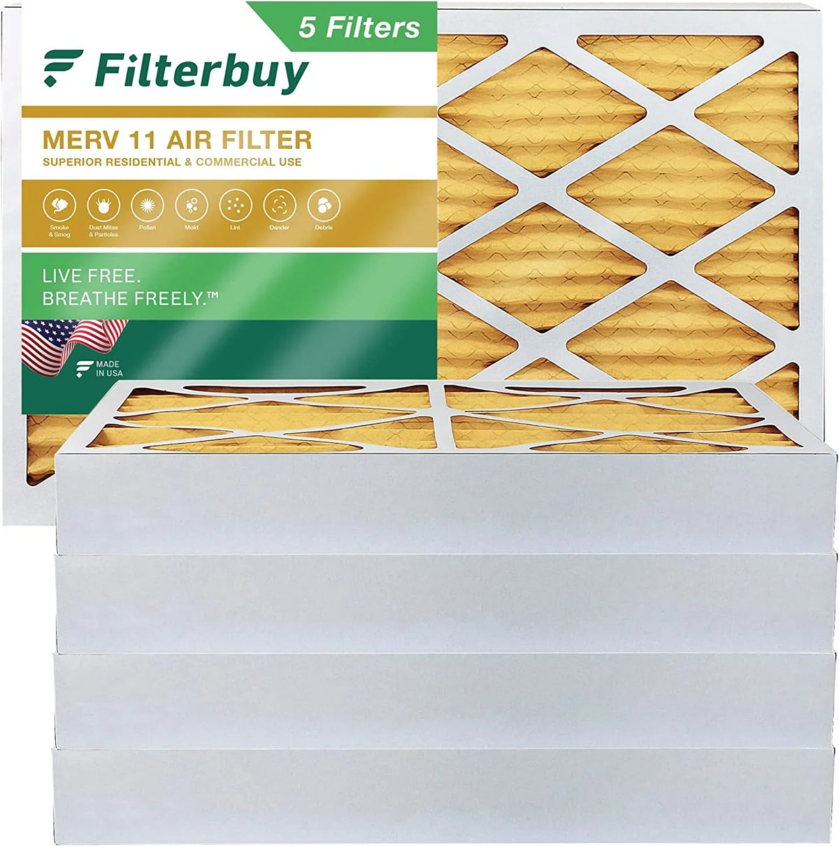 (5-Pack) Air 11 Pleated HVAC MERV Furnace 16x30x4 Filterbuy Filters AC