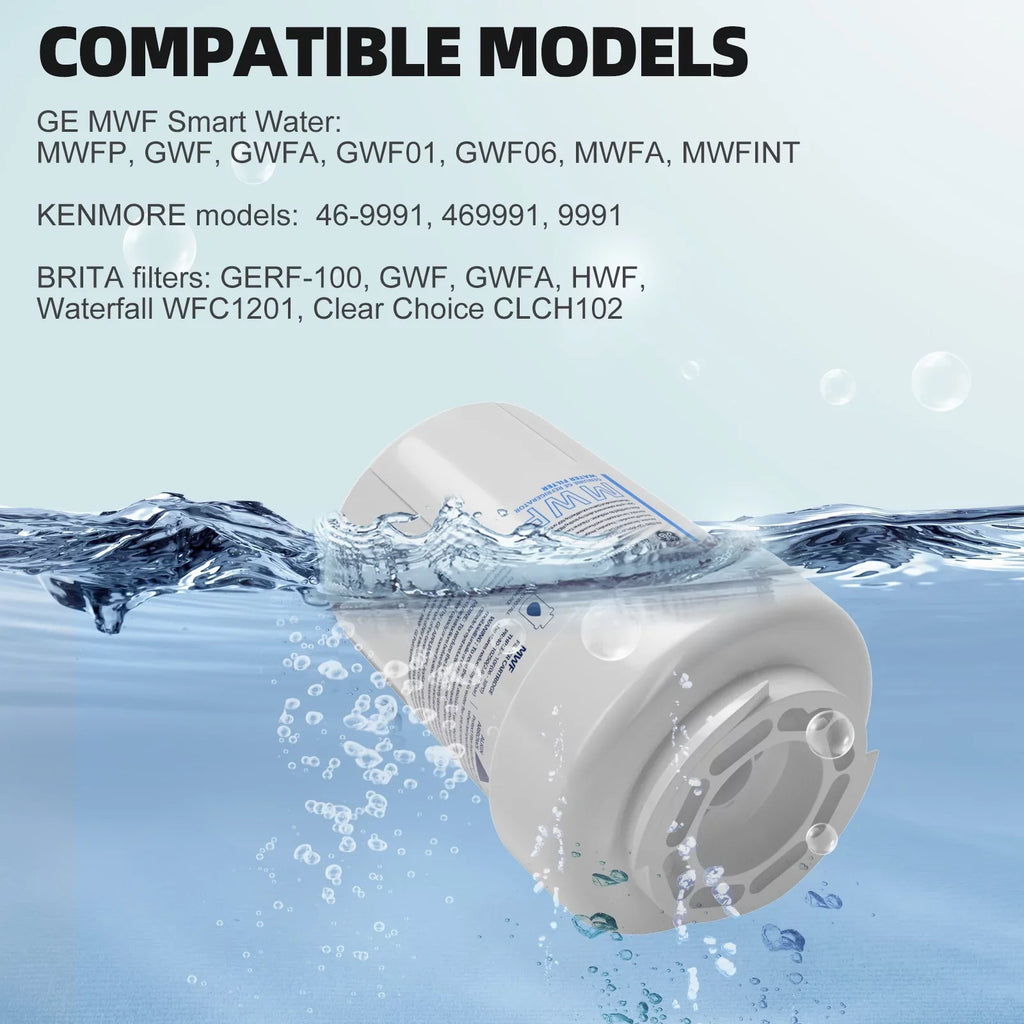 GWFA , 6 Water MWF, with MWF Replacement Filter Fridge MWFP, Refrigerator MWFA,GWF, Pack Water Filter SmartWater MWFINT, Compatible