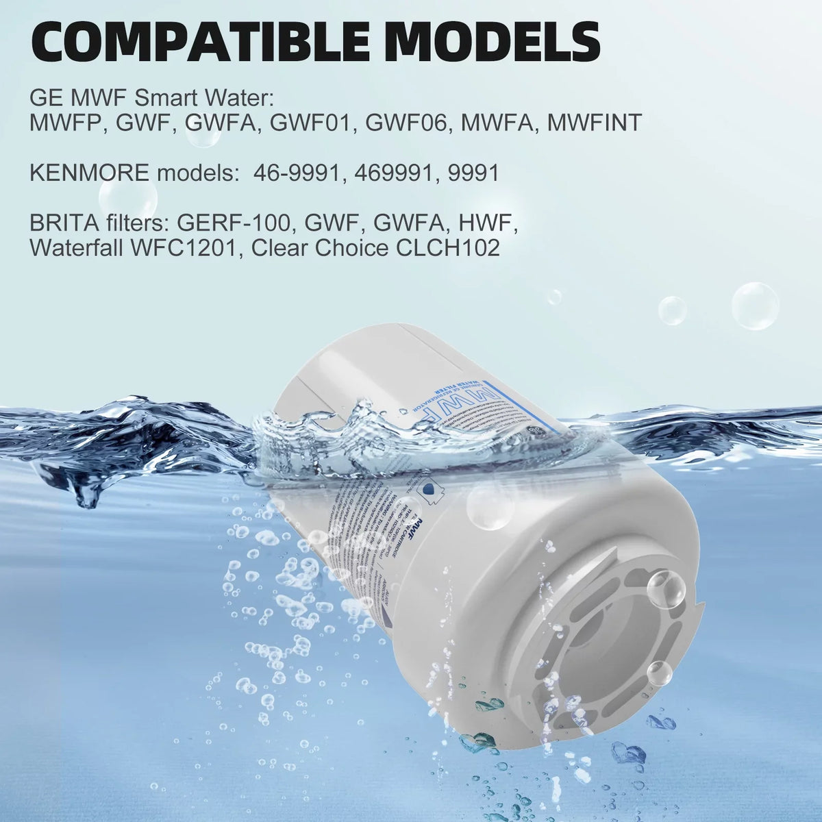 GWFA , 6 Water MWF, with MWF Replacement Filter Fridge MWFP, Refrigerator MWFA,GWF, Pack Water Filter SmartWater MWFINT, Compatible