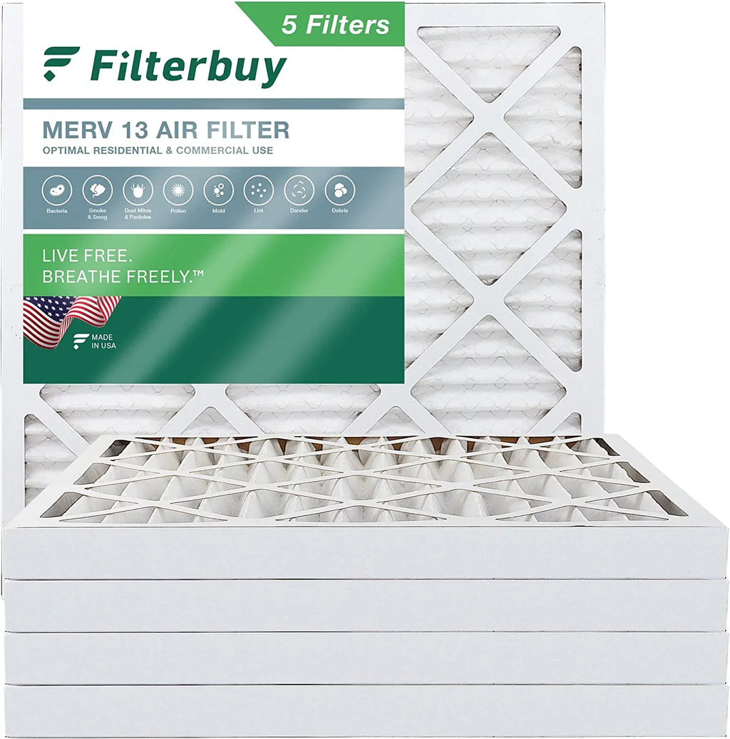 Pleated HVAC AC Furnace MERV Filterbuy Air 24x24x2 13 Filters (5-Pack)
