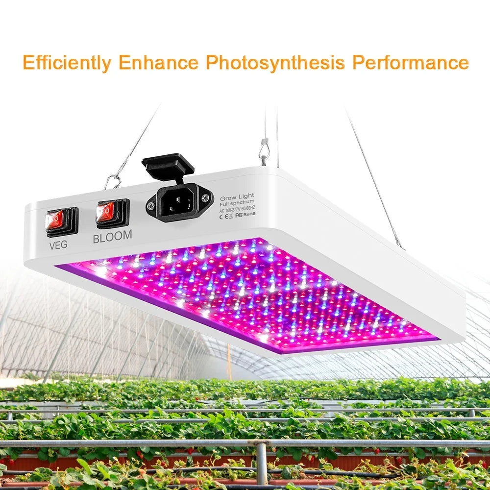 Growing Plants IP65 Full 312 Bloom Dual Flowers Seedlings Hanging Greenhouse Light Plant LEDs Switch 2000W Grow Indoor and for Veg Spectrum for Waterproof Lamps LED