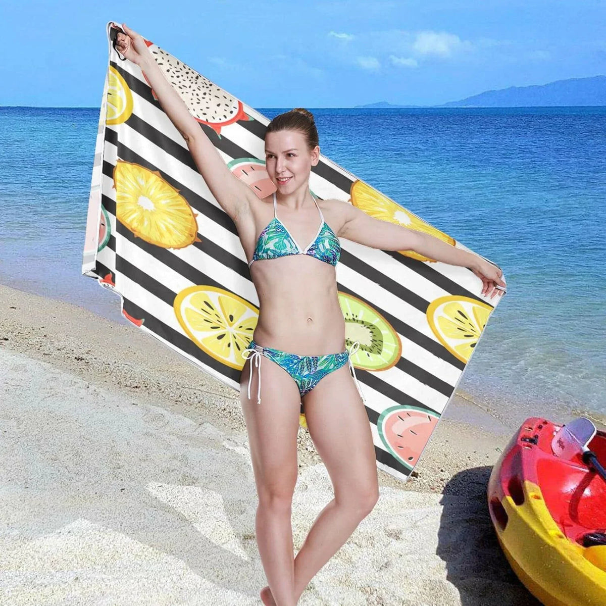 Thin Pool Blanket, Towel, Swim Oversized Bath Yoga Towel Microfiber Shower Beach 30”X60” Bestwell Towel Free Sand Lightweight Tropical Dry Quick Multipurpose Fruit Slice Towel