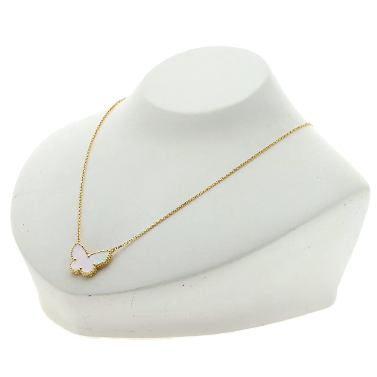 Van Pre-Owned (Good) Yellow & Necklace Shell K18 Gold Cleef Papillon Lucky Arpels Alhambra Women's