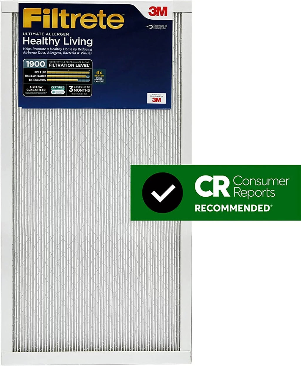 Filters, 3-Month 12x24x1 Filtrete Filter, Allergen Pleated Healthy Ultimate 2 Air MPR 1-Inch Air Living 1900, 13, Filters MERV