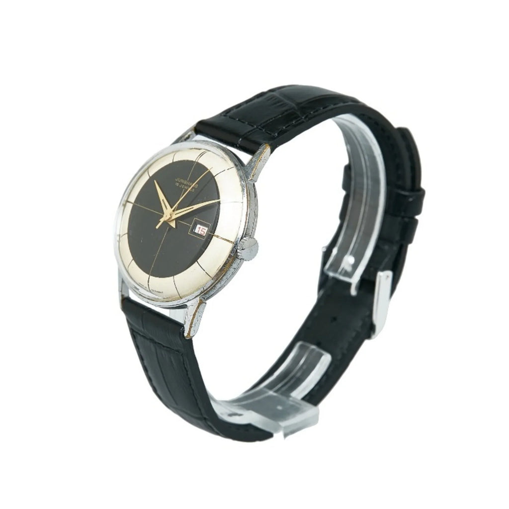 White Winding Pre-Owned External Watch 15JEWELS Junghans Belt JUNGHANS Steel Manual Dial Ladies Black Stainless (Good)