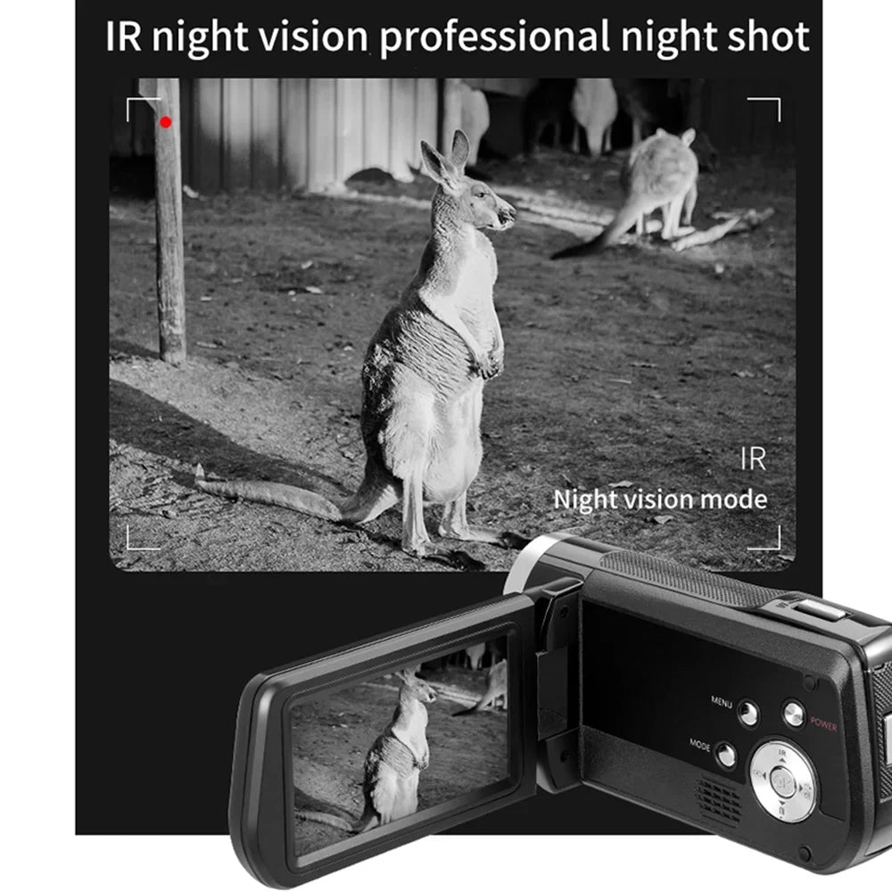 IPS Filmmaking Video 30X Digital Camcorder 48MP for Night Vision Vlogging Camera Touchscreen with 4K ORDRO AC2 IR Zoom